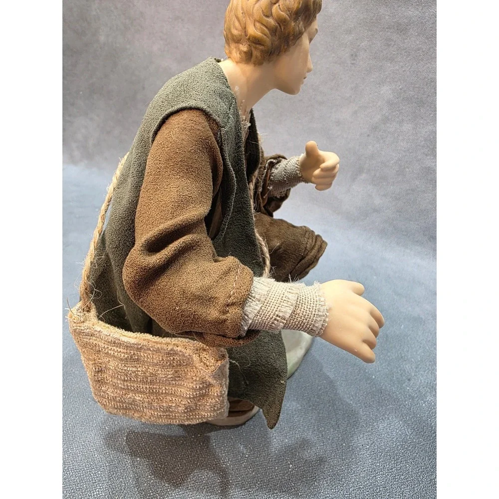 Member's Mark Shepherd Nativity Figurine Kneeling Fabric Robes 9 Inch Brown